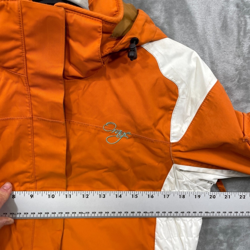 Orage Ski Snowboard Jacket Womens Small Nylon Orange Hooded Winter STAINS! - Picture 6 of 12